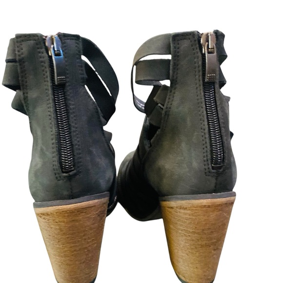 Free People Hybrid Strappy Nubuck Leather Ankle Booties Boots Heeled Black 39 - Picture 6 of 10